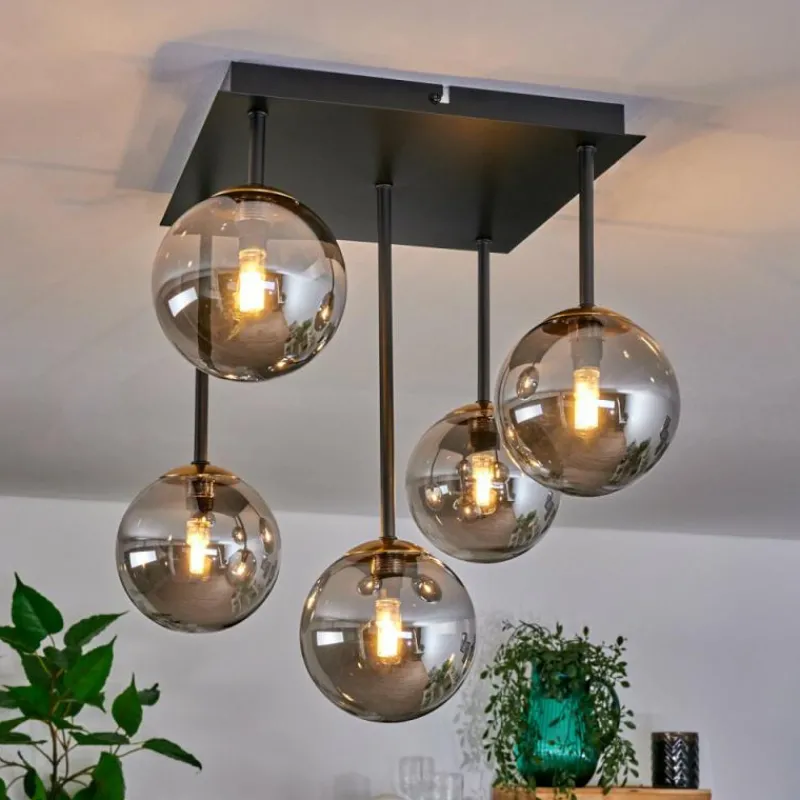 Lampes Dorées-hofstein Plafonnier - Verre Chehalis Or, Noir, 5 lumières