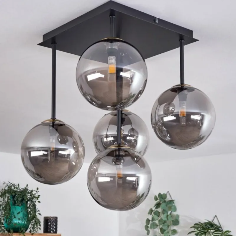 Lampes Dorées-hofstein Plafonnier - Verre Chehalis Or, Noir, 5 lumières