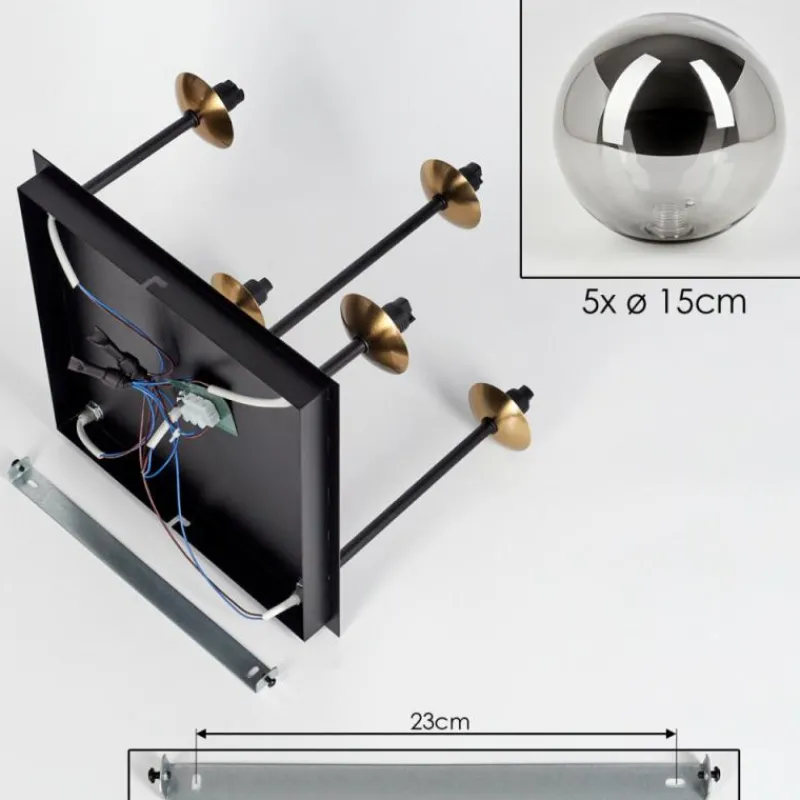 Lampes Dorées-hofstein Plafonnier - Verre Chehalis Or, Noir, 5 lumières