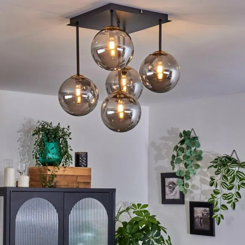 Lampes Dorées-hofstein Plafonnier - Verre Chehalis Or, Noir, 5 lumières