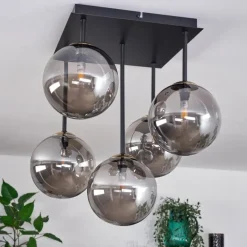 Lampes Dorées-hofstein Plafonnier - Verre Chehalis Or, Noir, 5 lumières