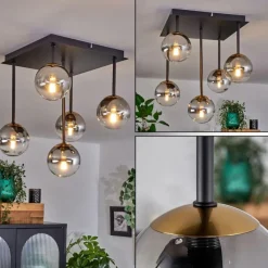 Lampes Dorées-hofstein Plafonnier - Verre Chehalis Or, Noir, 5 lumières