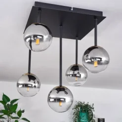 Lampes Dorées-hofstein Plafonnier - Verre Chehalis Or, Noir, 5 lumières