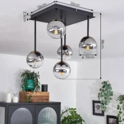 Lampes Dorées-hofstein Plafonnier - Verre Chehalis Or, Noir, 5 lumières