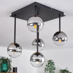 Lampes Dorées-hofstein Plafonnier - Verre Chehalis Or, Noir, 5 lumières