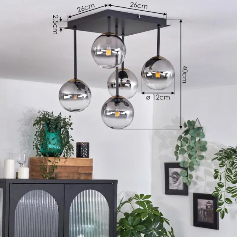 Lampes Dorées-hofstein Plafonnier - Verre Chehalis Or, Noir, 5 lumières