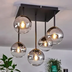 Lampes Dorées-hofstein Plafonnier - Verre Chehalis Or, Noir, 5 lumières