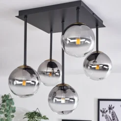 Lampes Dorées-hofstein Plafonnier - Verre Chehalis Or, Noir, 5 lumières