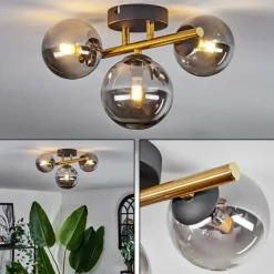 Lampes Dorées-hofstein Plafonnier - Verre Chehalis Or, Noir, 3 lumières