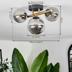 Lampes Dorées-hofstein Plafonnier - Verre Chehalis Or, Noir, 3 lumières