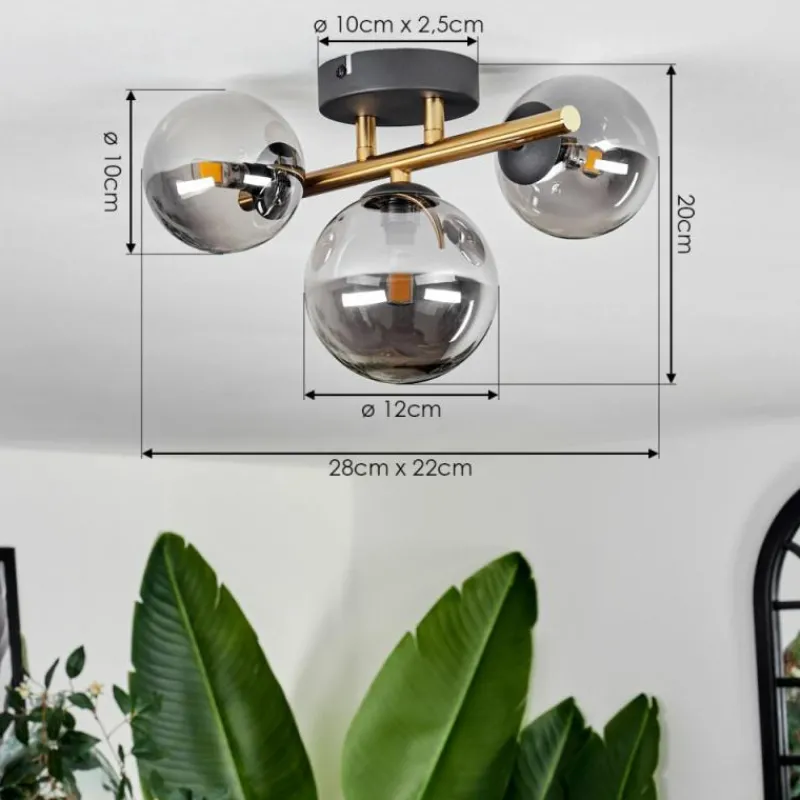 Lampes Dorées-hofstein Plafonnier - Verre Chehalis Or, Noir, 3 lumières