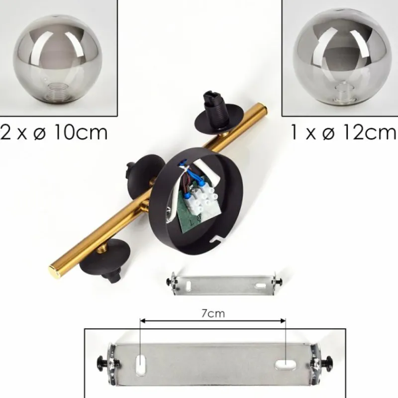 Lampes Dorées-hofstein Plafonnier - Verre Chehalis Or, Noir, 3 lumières