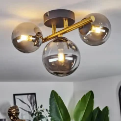 Lampes Dorées-hofstein Plafonnier - Verre Chehalis Or, Noir, 3 lumières