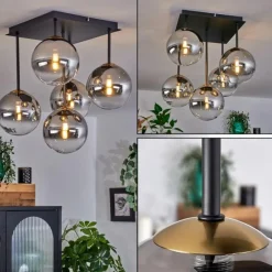 Lampes Dorées-hofstein Plafonnier - Verre Chehalis Or, Noir, 5 lumières