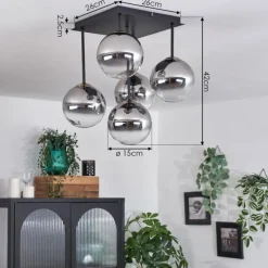 Lampes Dorées-hofstein Plafonnier - Verre Chehalis Or, Noir, 5 lumières