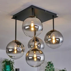 Lampes Dorées-hofstein Plafonnier - Verre Chehalis Or, Noir, 5 lumières