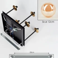hofstein Plafonnier - Verre Chehalis Or, Noir, 5 lumières
