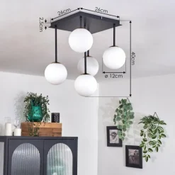 hofstein Plafonnier - Verre Chehalis Or, Noir, 5 lumières