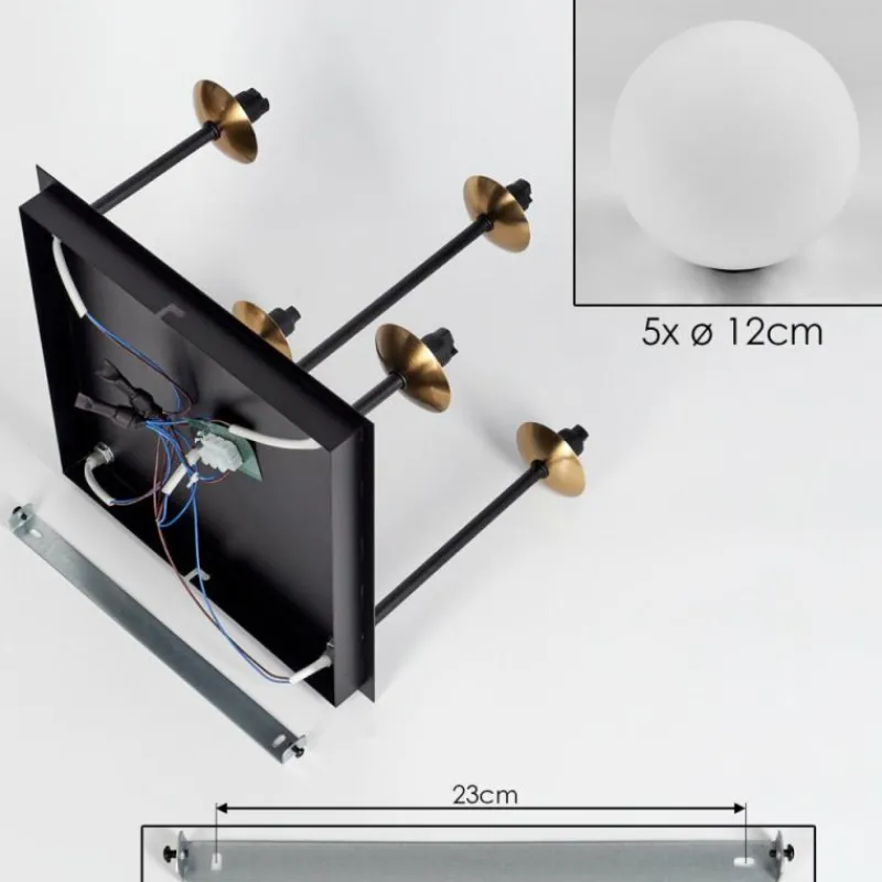 hofstein Plafonnier - Verre Chehalis Or, Noir, 5 lumières