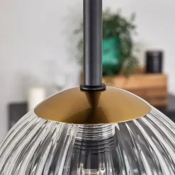 hofstein Plafonnier - Verre Chehalis Or, Noir, 5 lumières