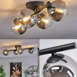 hofstein Plafonnier - Verre Chehalis Clair, Fumé, 4 lumières