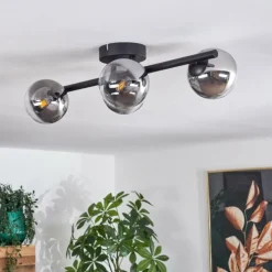 hofstein Plafonnier - Verre Chehalis Clair, Fumé, 4 lumières