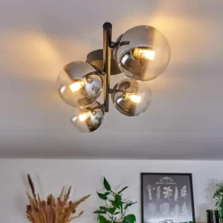 hofstein Plafonnier - Verre Chehalis Clair, Fumé, 4 lumières