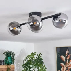 hofstein Plafonnier - Verre Chehalis Clair, Fumé, 4 lumières