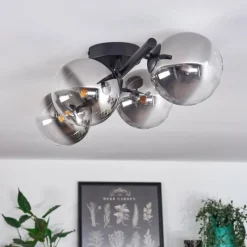 hofstein Plafonnier - Verre Chehalis Clair, Fumé, 4 lumières