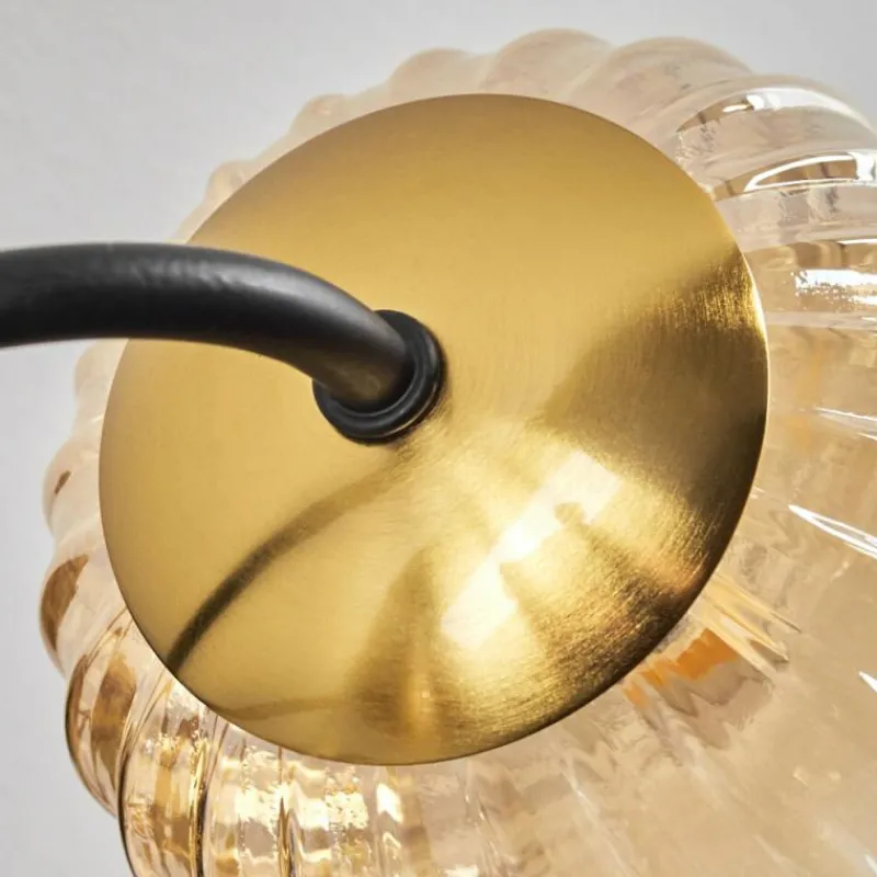 hofstein Plafonnier - Verre Chehalis Or, Noir, 6 lumières