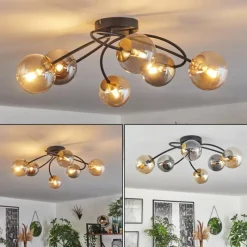 Lampes Dorées-hofstein Plafonnier - Verre Chehalis Or, Noir, 6 lumières