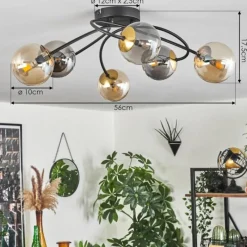 Lampes Dorées-hofstein Plafonnier - Verre Chehalis Or, Noir, 6 lumières