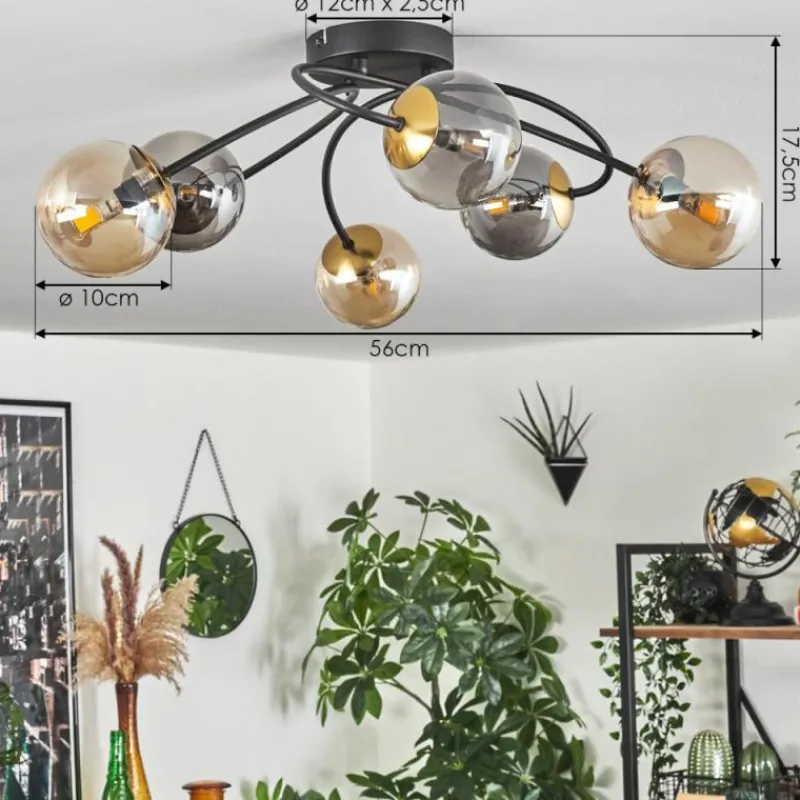 Lampes Dorées-hofstein Plafonnier - Verre Chehalis Or, Noir, 6 lumières