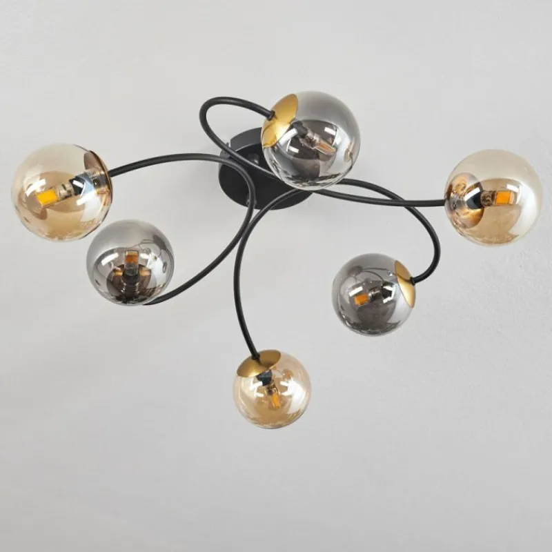 Lampes Dorées-hofstein Plafonnier - Verre Chehalis Or, Noir, 6 lumières