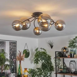 Lampes Dorées-hofstein Plafonnier - Verre Chehalis Or, Noir, 6 lumières