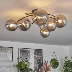 Lampes Dorées-hofstein Plafonnier - Verre Chehalis Or, Noir, 6 lumières