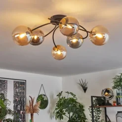 Lampes Dorées-hofstein Plafonnier - Verre Chehalis Or, Noir, 6 lumières