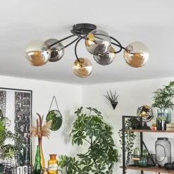 Lampes Dorées-hofstein Plafonnier - Verre Chehalis Or, Noir, 6 lumières