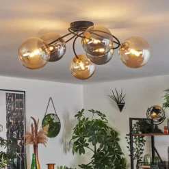 Lampes Dorées-hofstein Plafonnier - Verre Chehalis Or, Noir, 6 lumières