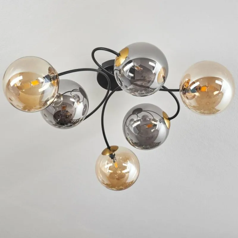 Lampes Dorées-hofstein Plafonnier - Verre Chehalis Or, Noir, 6 lumières