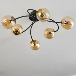 hofstein Plafonnier - Verre Chehalis Or, Noir, 6 lumières