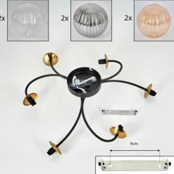 Lampes Dorées-hofstein Plafonnier - Verre Chehalis Or, Noir, 6 lumières