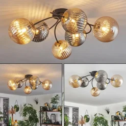 Lampes Dorées-hofstein Plafonnier - Verre Chehalis Or, Noir, 6 lumières