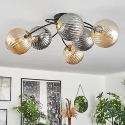 Lampes Dorées-hofstein Plafonnier - Verre Chehalis Or, Noir, 6 lumières