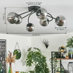 hofstein Plafonnier - Verre Chehalis Fumé, 6 lumières