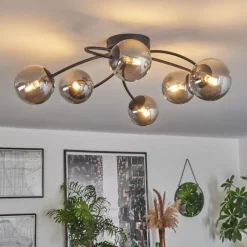 hofstein Plafonnier - Verre Chehalis Fumé, 6 lumières