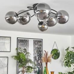 hofstein Plafonnier - Verre Chehalis Fumé, 6 lumières