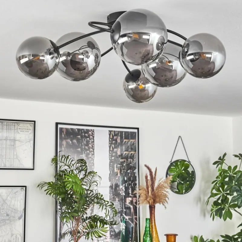 hofstein Plafonnier - Verre Chehalis Fumé, 6 lumières