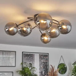 hofstein Plafonnier - Verre Chehalis Fumé, 6 lumières