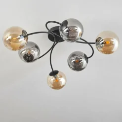 hofstein Plafonnier - Verre Chehalis Ambre, Fumé, 6 lumières